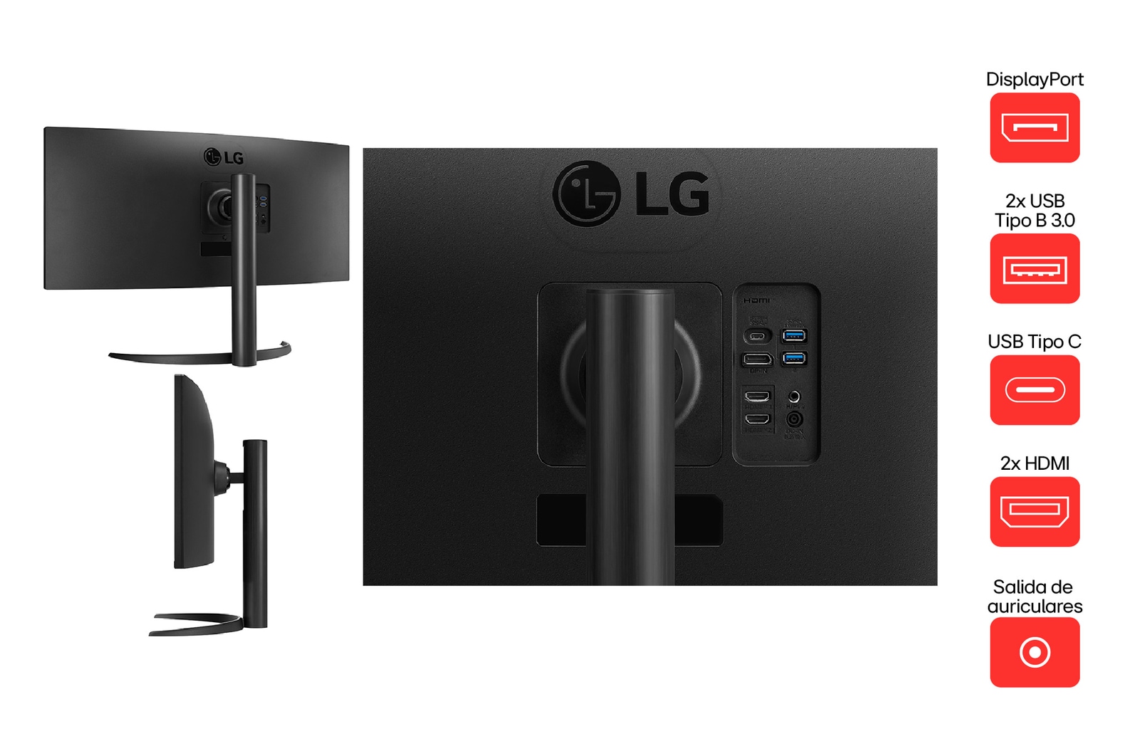 side view of the monitor moving downwards for height adjustment